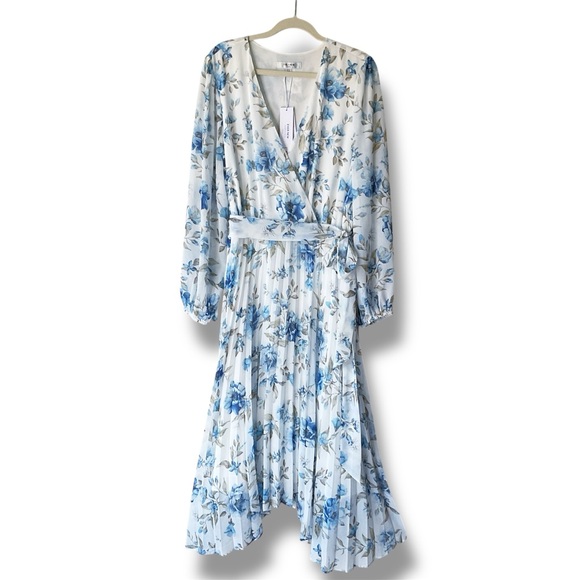 Ever New Blaire Curve Pleated Midi Dress in White Floral Size 18 NWT - Picture 2 of 14